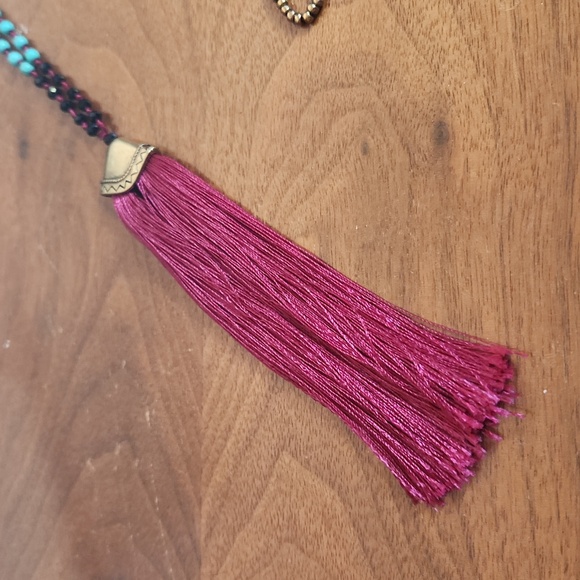Long Chain Necklace with Tassel Pendant - Picture 5 of 7
